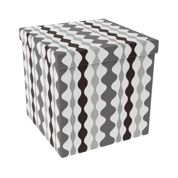 Atlantic 15 in. x 15 in. Lava Shades of Gray Square Storage Poly-Canvas Ottoman (2-Pack)
