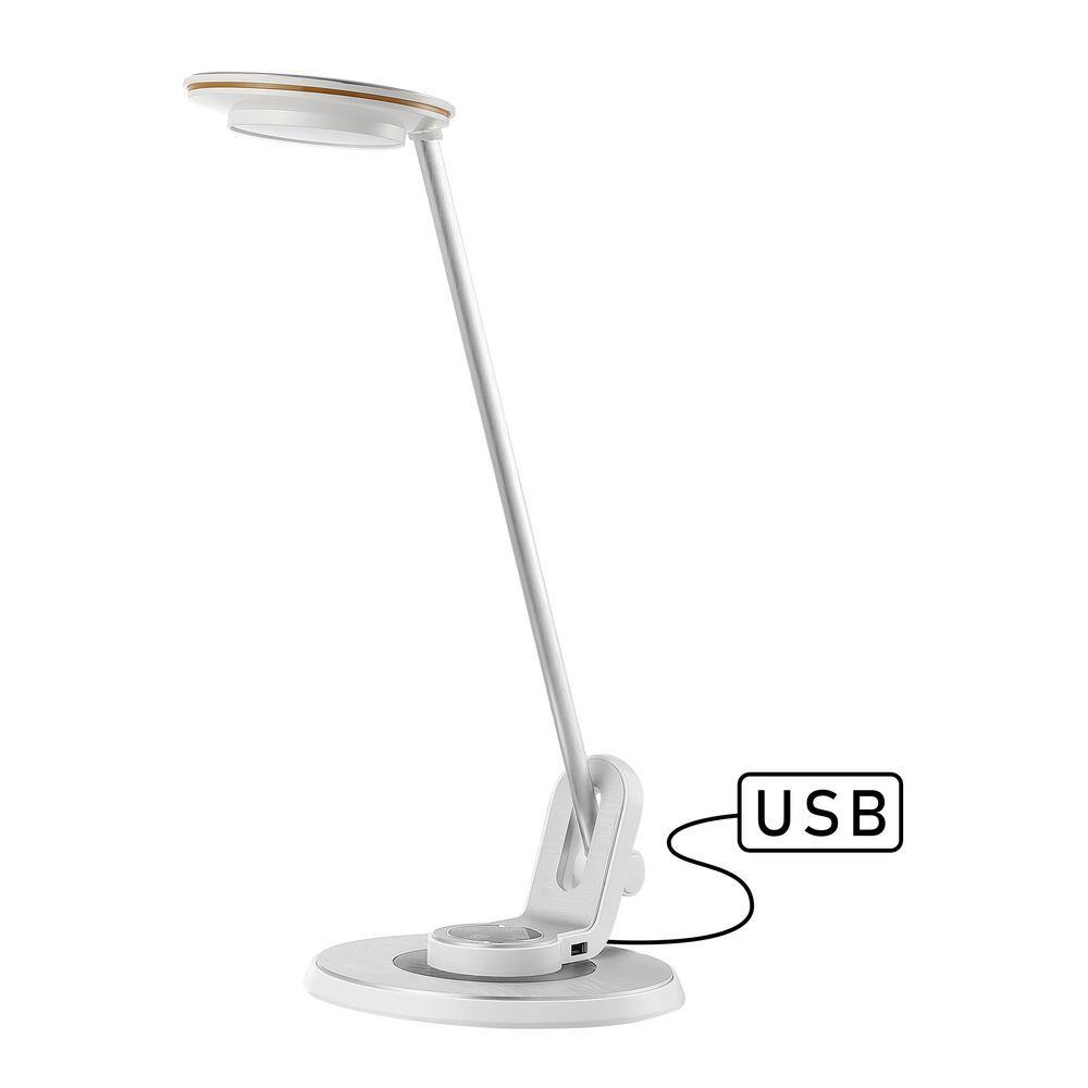 Dixon Silver Adjustable LED Task Lamp with USB Charging