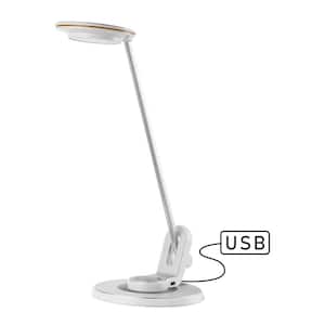 Dixon 18.5 in. Sliver Aluminum Contemporary Minimalist Adjustable Dimmable USB Charging LED Task Lamp