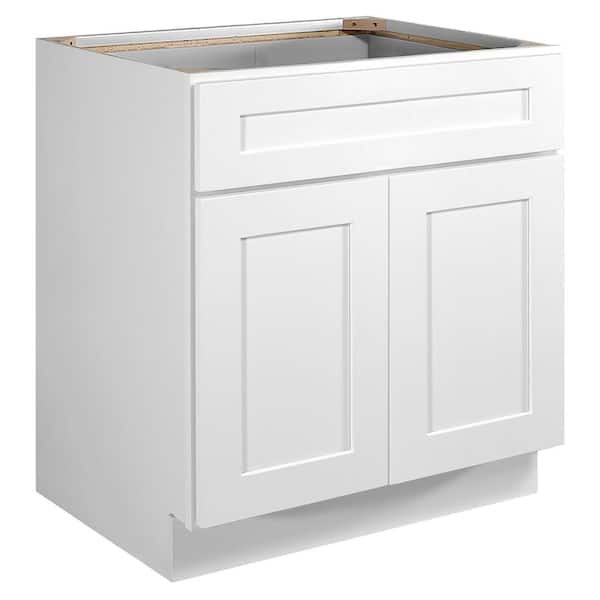 Design House Brookings Solid Wood Ready to Assemble 30 x 34.5 x 24 in. 2-Door Base Kitchen Cabinet Sink in White