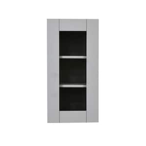 Anchester Assembled 12x30x12 in. Wall Mullion Door Cabinet with 1 Door 2 Shelves in Light Gray