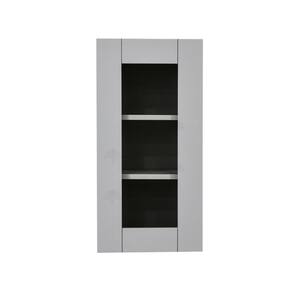 Anchester Assembled 21x30x12 in. Wall Mullion Door Cabinet with 1 Door 2 Shelves in Light Gray