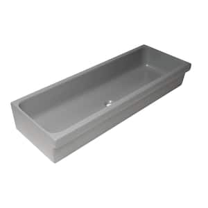 48 in. Trough Vessel Bathroom Sink in Gray Matte Fireclay