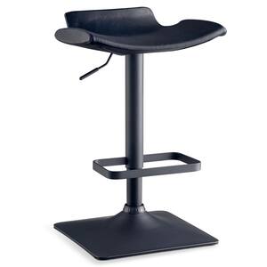 34 in. Favorite Finds Matte Black Steel Base Adjustable Height Swivel Stool with Black Leather Look PVC seat (Set of 2)