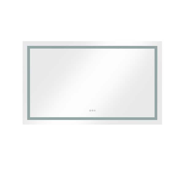 FUNKOL 36 in. W x 72 in. H Rectangular High-Polished Crystal Frameless LED Wall Mount Bathroom Vanity Mirror