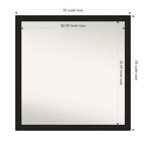 Midnight Black Narrow 35.25 in. x 35.25 in. Custom Non-Beveled Wood FramedBathroom Vanity Wall Mirror