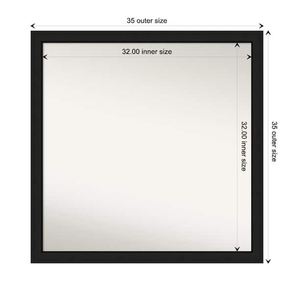 Amanti Art Midnight Black Narrow 35.25 in. x 35.25 in. Custom Non-Beveled Wood FramedBathroom Vanity Wall Mirror