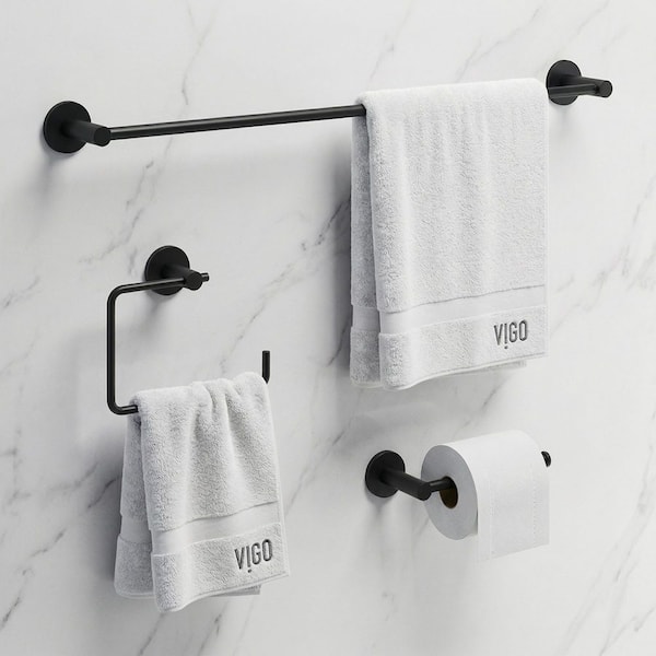 Cass 3-Piece Bath Hardware Set with 24 in. Towel Bar, Toilet Paper Holder, Hand Towel Holder in Matte Black