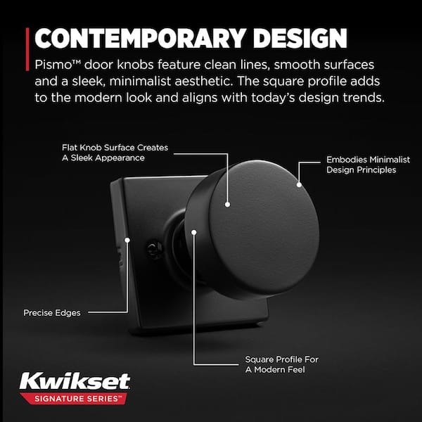 Kwikset Pismo Matte Black Square Half-Dummy Door Knob 788PSK SQT
