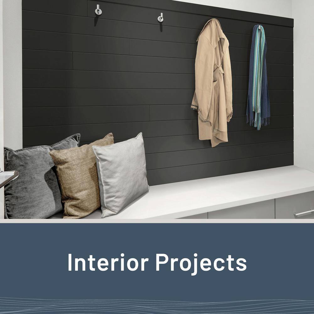 Midnight Black Smooth Pine Shiplap Panels, 96'' x 5.25''