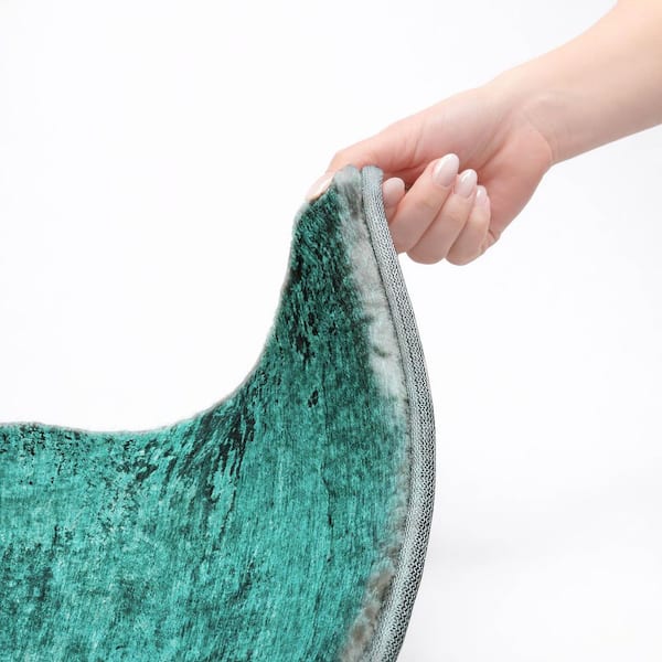 Dream Shag Premium Machine Washable Abstract ADS554 Teal 8 ft. x 10 ft. Area Rug