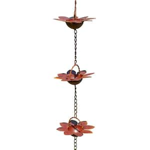 78 in. Long Iron Flower Rain Chain in Antique Rust