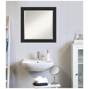 Medium Square Distressed Black Beveled Glass Modern Mirror (24 in. H x 24 in. W)