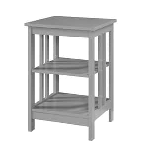 Mission 15.75 in. Gray Standard Height Square Wood Top End Table with Shelves