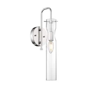 Spyglass 1-Light Polished Nickel Wall Sconce with Clear Glass Shade