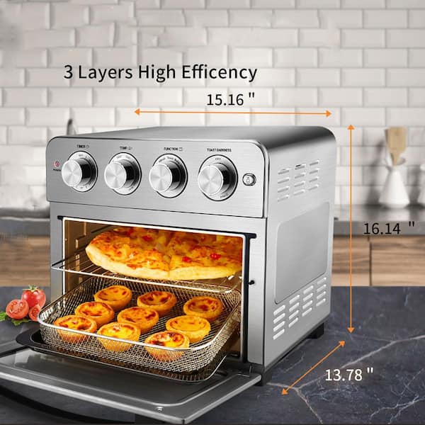 FUNKOL 5-Piece Silver Stainless Steel Air Fryer Oven with 4-Accessories  W1002kmjGTO23 - The Home Depot