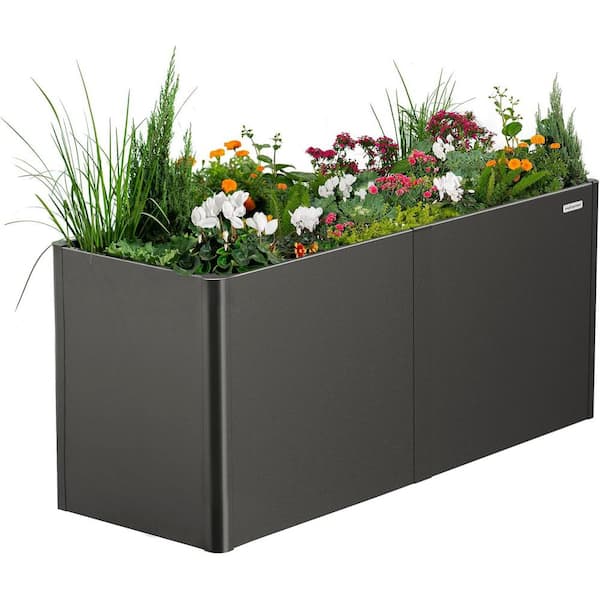 vego garden 32" Extra Tall Modern Raised Garden Bed 27" x 83" Heavy Metal Planter Box for Plants Flowers Double-Walled Steel Planter