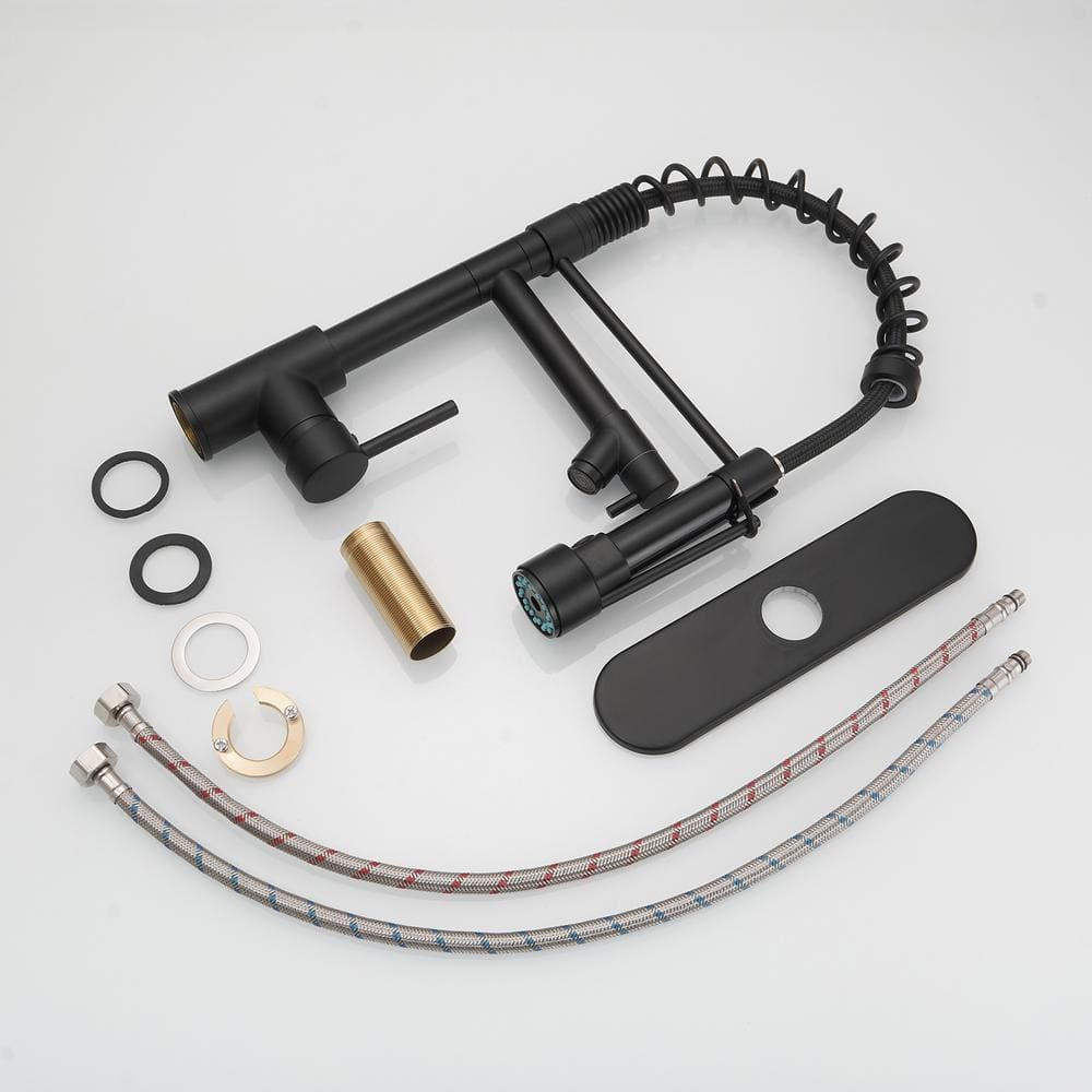 Matte Black High-Arc Kitchen Faucet with Pull-Out Spray