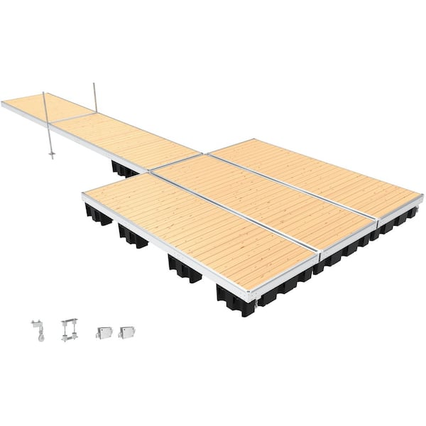 QPF-495 5 ft. x 40 ft. Floating Aluminum 'T' Dock Kit with Kiln-dried Cedar Decking