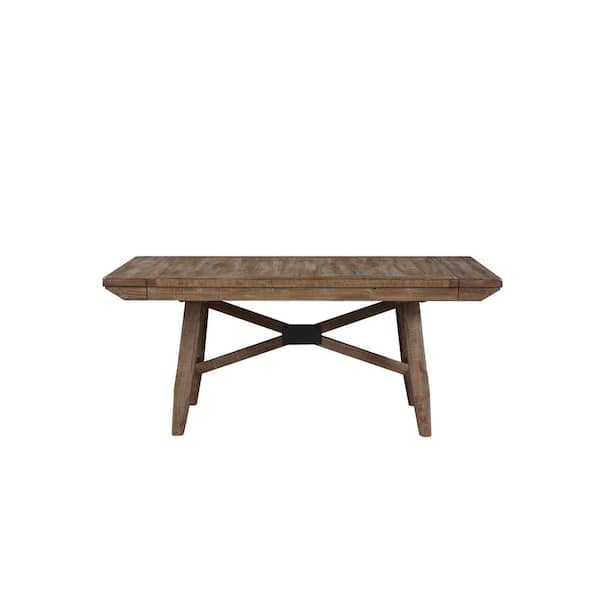 Riverdale Driftwood Brown Wood 30 in. x 72 in. Trestle Counter Height Table Seats 10 with 2 12 in. Leaves