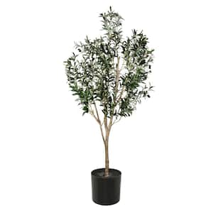 72 in. Green Artificial Olive Tree in Planters Pot