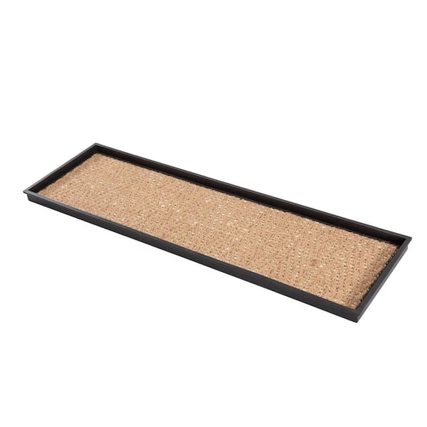 Photo 1 of 46.5 in. x 14 in. x 1.5 in. Natural and Recycled Rubber Boot Tray with Tan and Khaki Coir Insert