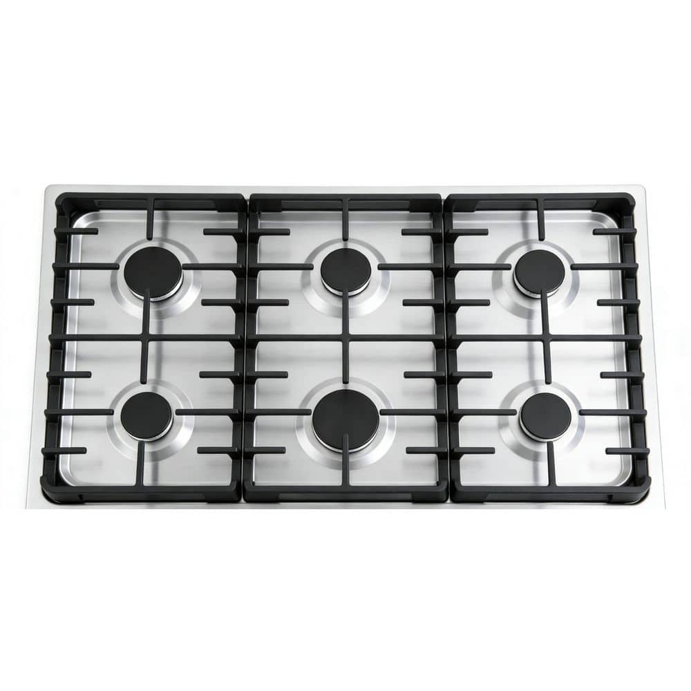 36 in. 6 Burners Built-in Gas Cooktop in Stainless Steel