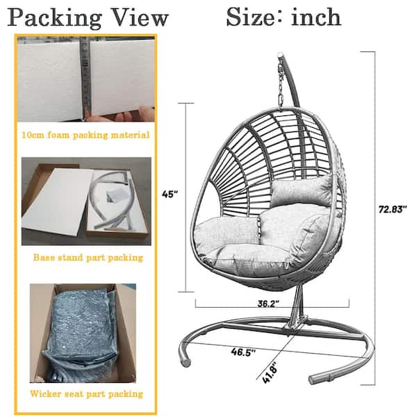 Hanging egg chair discount size