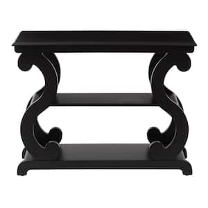 Ashland 37 in. Brush Black Standard Rectangle Wood Console Table with Storage