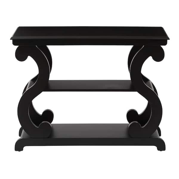 OSP Home Furnishings Ashland 37 in. Brush Black Standard Rectangle Wood Console Table with Storage