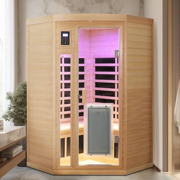 Moray 2-Person Indoor Hemlock Sauna with 8 Far-infrared Carbon Crystal Heaters and Chromotherapy