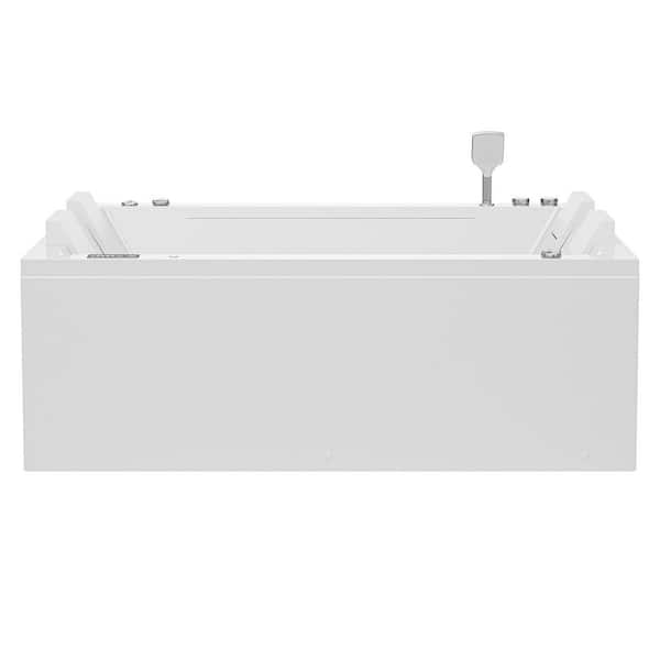 71 in. x 47 in. Freestanding Whirlpool and Air Combination Bathtub SPA Tub with Center Drain-Ozone Filtration in White