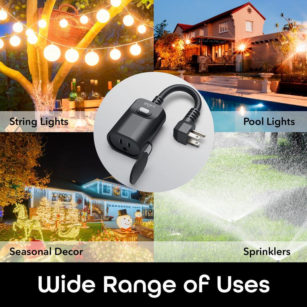 Geeni Black Weather-Resistant Outdoor Smart Plug with Wi-Fi