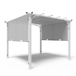 10 ft. x 10 ft. White Steel Flat Pergola with Gray Shade Canopy