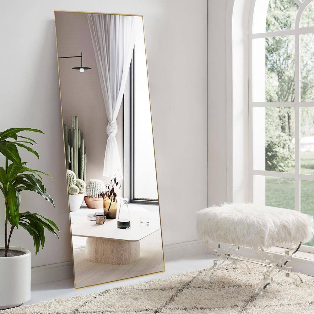 NEUTYPE Large Rectangle Gold Hooks Contemporary Mirror (59 in. H x 20 ...