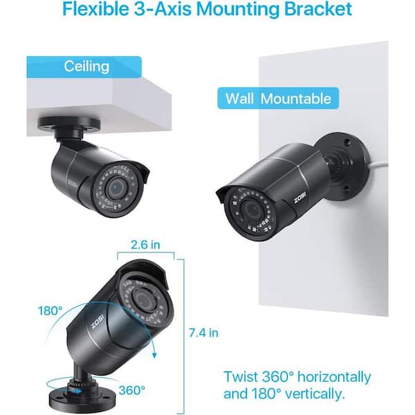 ZOSI Wired 5MP Outdoor Bullet IP POE Security Camera 120 ft. Night
