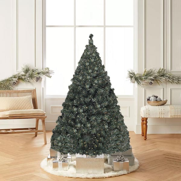 Angeles Home 6 ft. Black Pre-Lit LED Artificial Christmas Tree with PVC Branch Tips and Warm White Lights