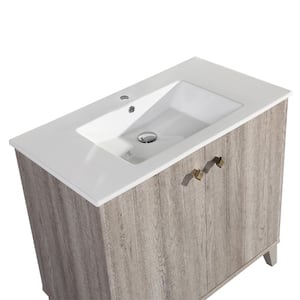 Eclair 36 in. Single, Two Doors, Bathroom Vanity with White Countertop with White Basin