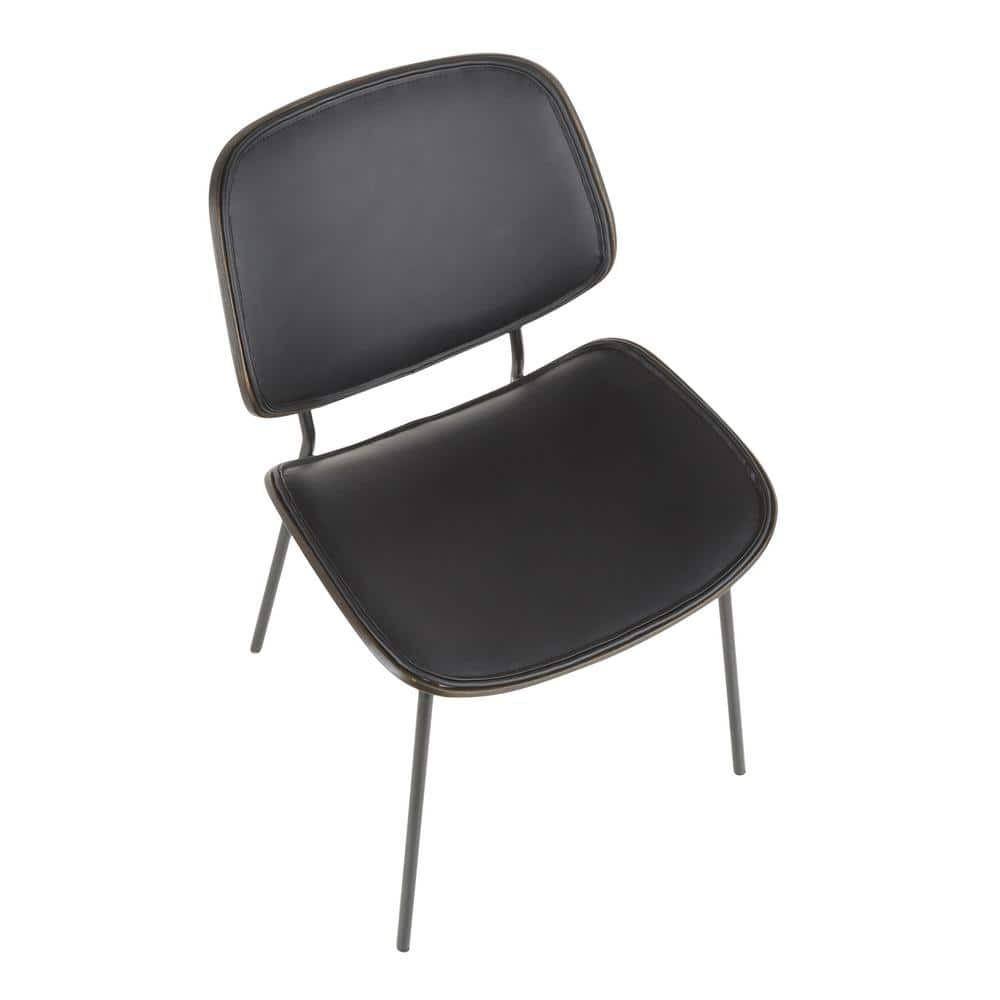 Lombardi 31'' Black Metal and Faux Leather Industrial Side Chair