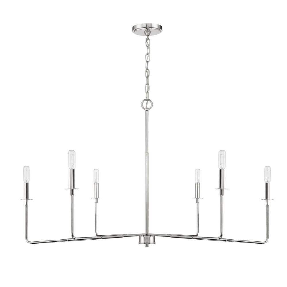 Salerno Polished Nickel 6-Light Rustic Charm Chandelier