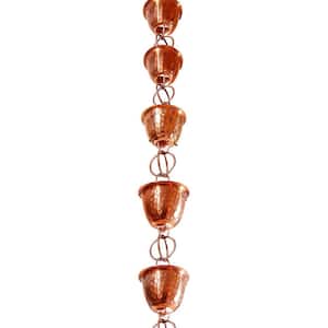 3 ft. Monarch Pure Copper Hammered Cup Rain Chain Extension