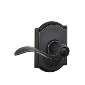 Accent Aged Bronze Privacy Bed/Bath Door Handle with Camelot Trim