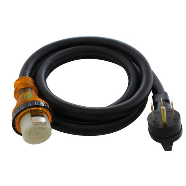 AC WORKS 20 ft. 4-Prong 50A RV/Marine Power Cord with Power Indicator