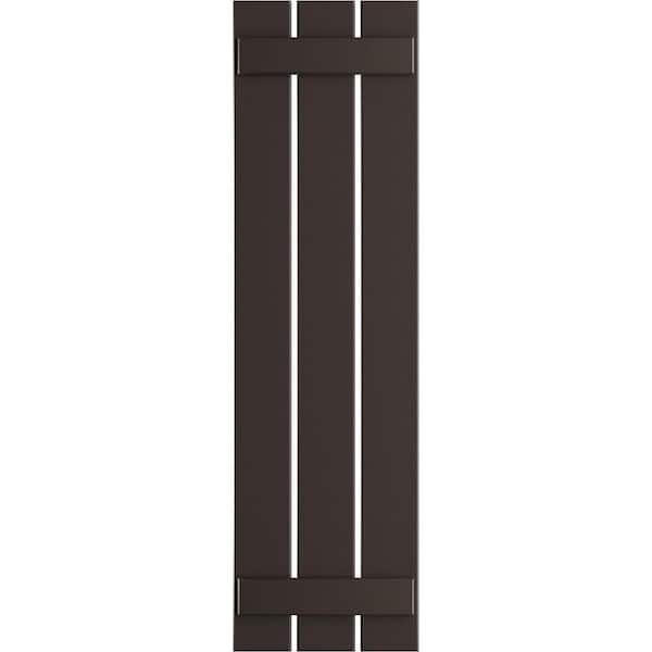 Ekena Millwork 17-1/8 in. x 38 in. True Fit PVC Three Board Spaced Board and Batten Shutters Pair in Raisin Brown