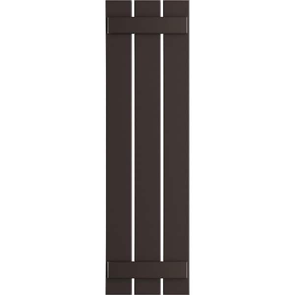 Ekena Millwork 17-1/8 in. x 39 in. True Fit PVC Three Board Spaced Board and Batten Shutters Pair in Raisin Brown
