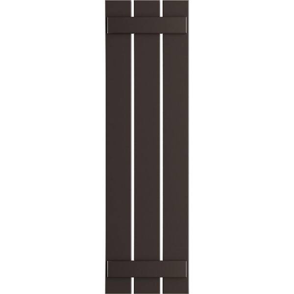 Ekena Millwork 17-1/8 in. x 71 in. True Fit PVC Three Board Spaced Board and Batten Shutters Pair in Raisin Brown