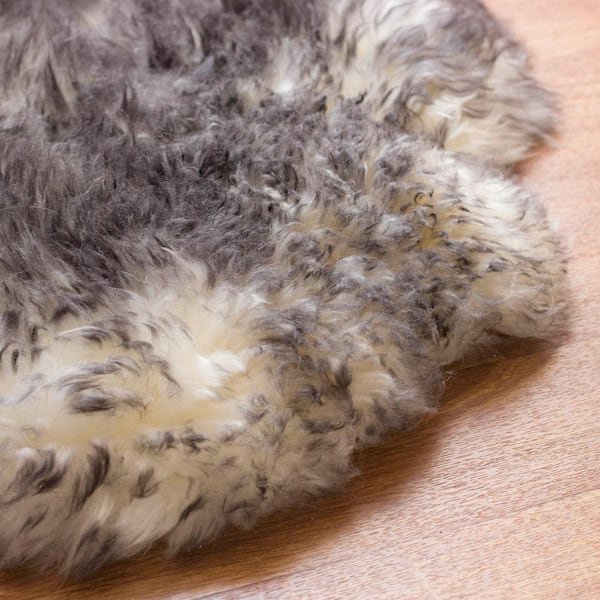 Twilight Gray and Ivory 2 ft. x 3 ft. Genuine New Zealand Sheepskin Pelt Area Rug