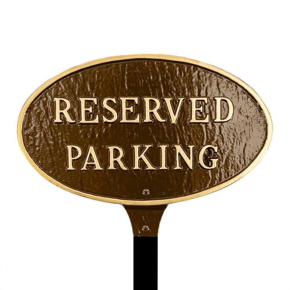"6"" x 10"" Small Oval Reserved Parking Statement Plaque Sign with Lawn Stake-Oil Rubbed/Gold" price history on PriceWatchPro