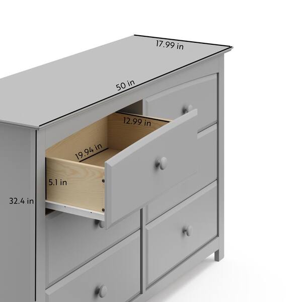 storkcraft kenton 6 drawer dresser grey 6-Drawer Pebble Gray (32.4 H X 50 X 17.99) 03556-10F 071726MD-70%