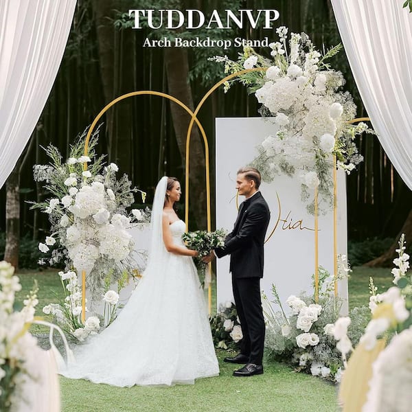 Fomcet Metal Arch Backdrop Stand Set Of 2 Gold Wedding Arch Stand 7.2FT & 6FT - View #4